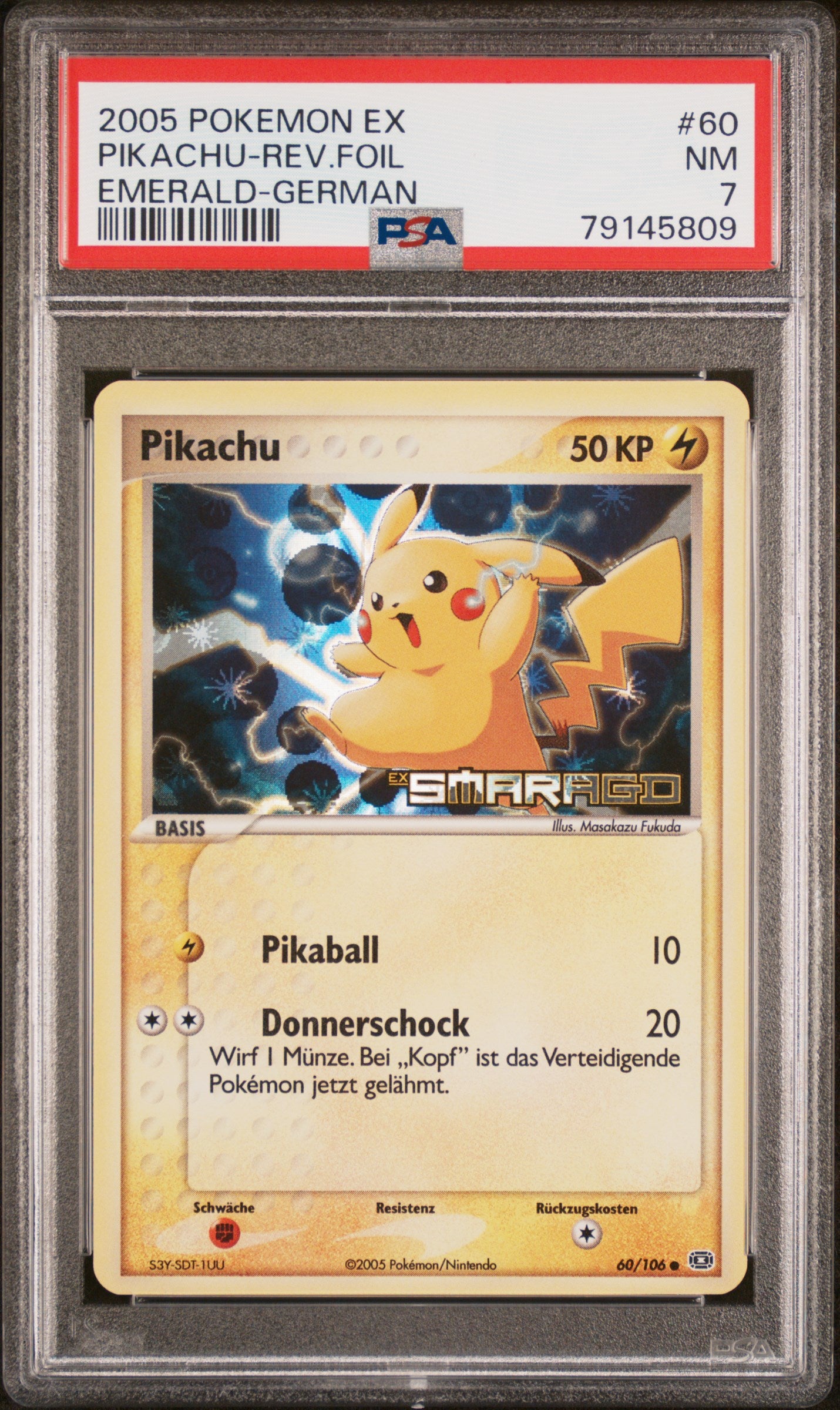 Pokemon Pikachu EX Emerald Reverse PSA 7 Deutsch
