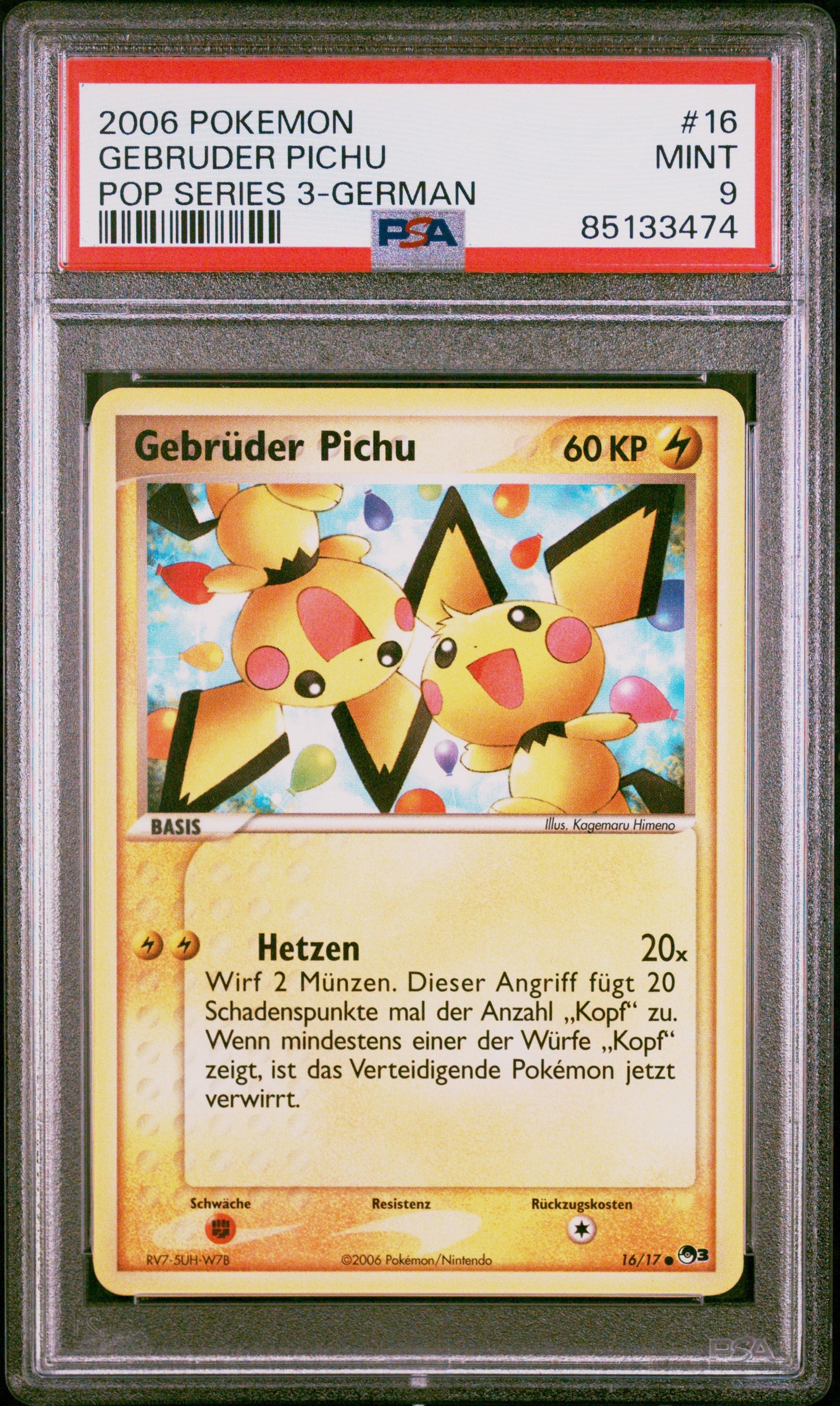 Pokemon Gebrüder Pichu POP Series 3 PSA 9 Deutsch