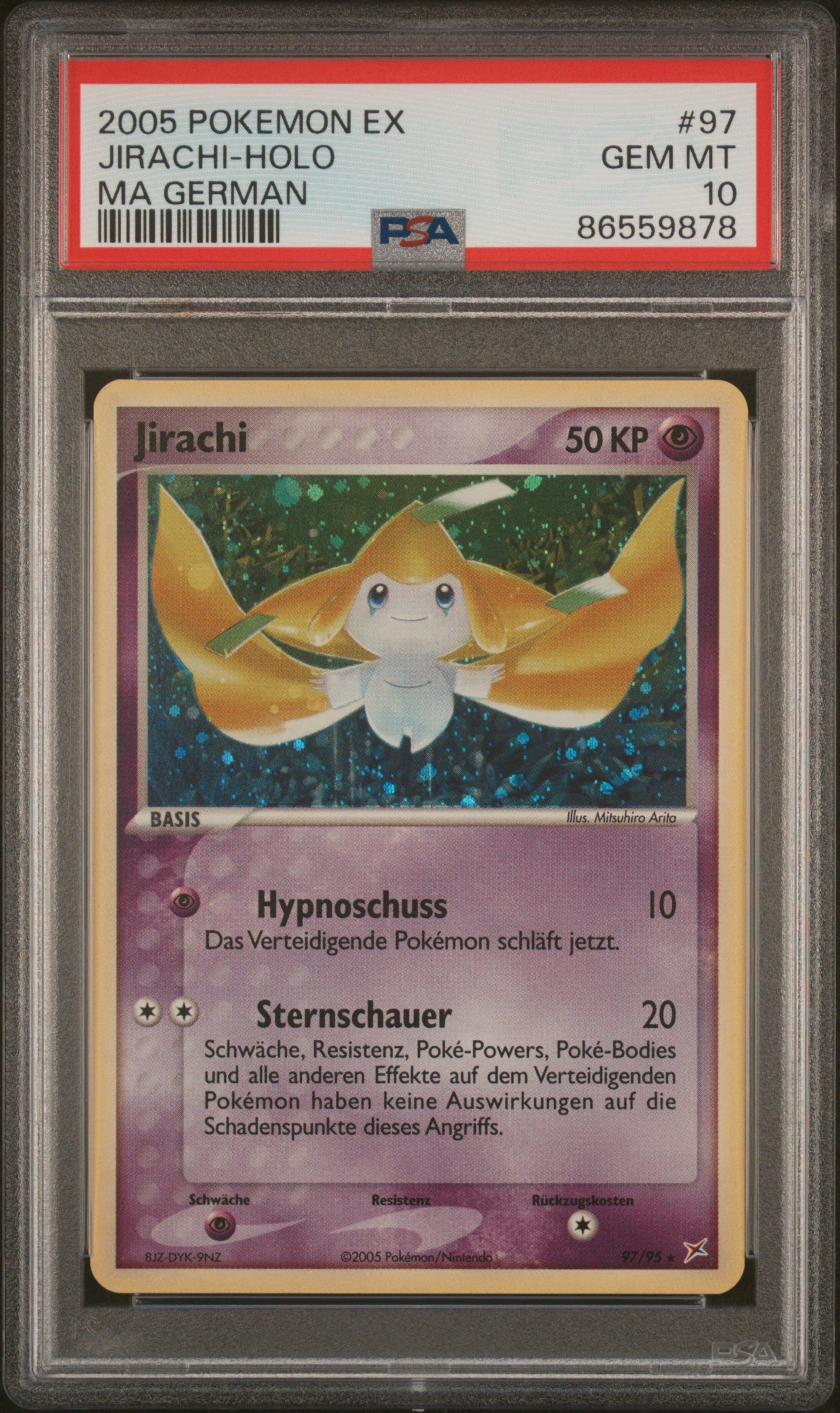 Pokemon Jirachi EX Team Magma vs Aqua Holo PSA 10 Deutsch