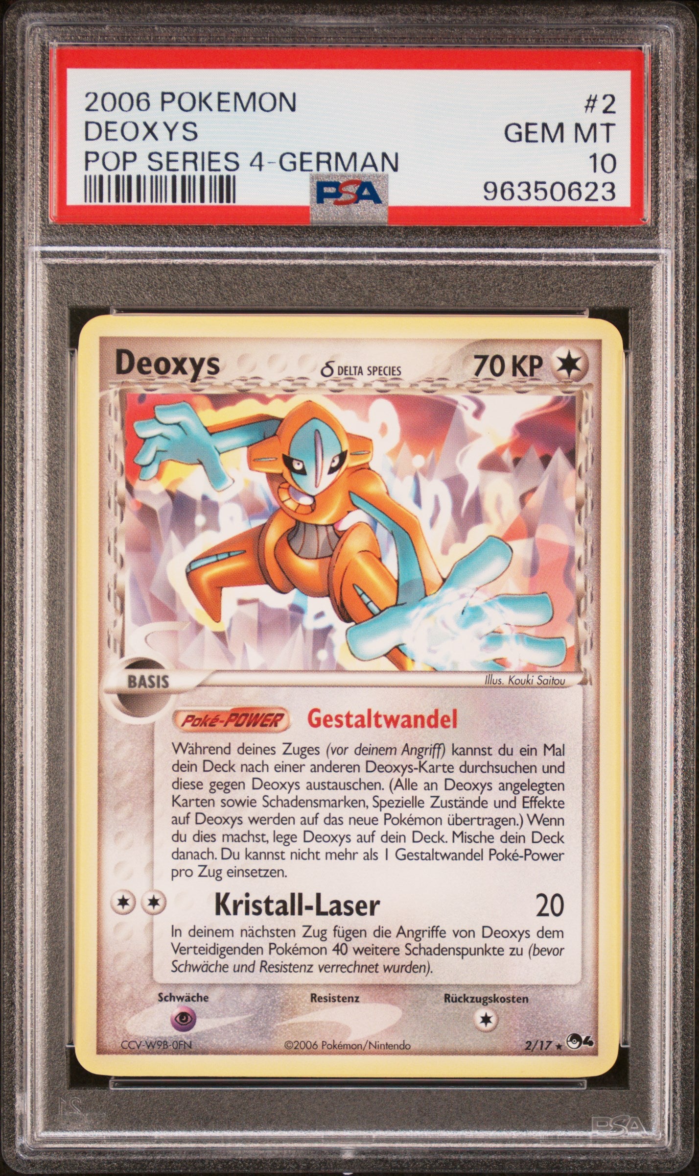 Pokemon Deoxys Pop Series 4 PSA 10 Deutsch