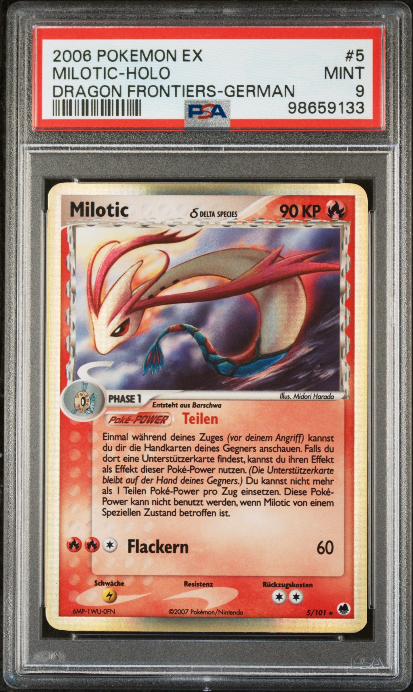 Pokemon Milotic EX Dragon Frontiers Holo PSA 9 Deutsch