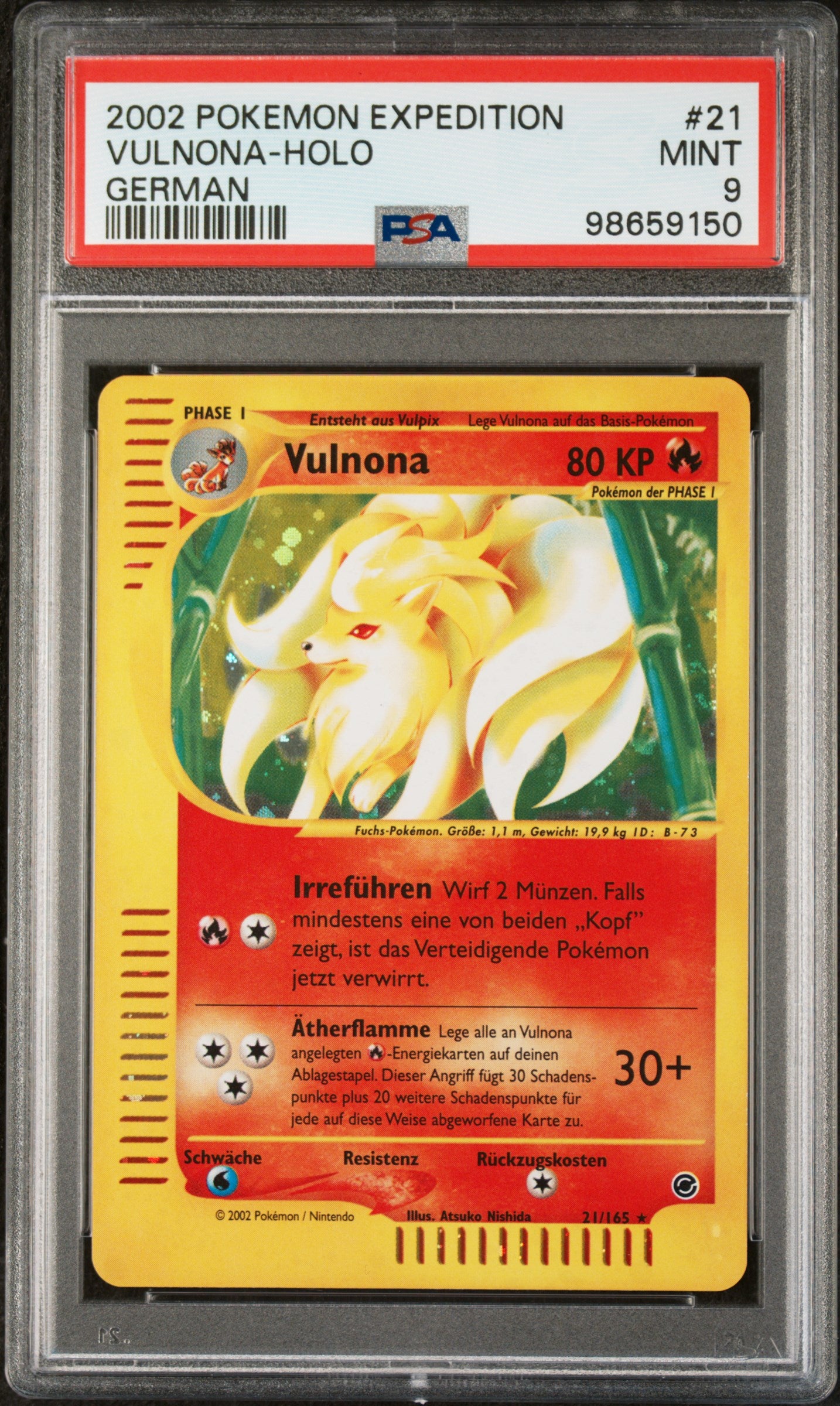 Pokemon Vulnona Expedition Holo PSA 9 Deutsch