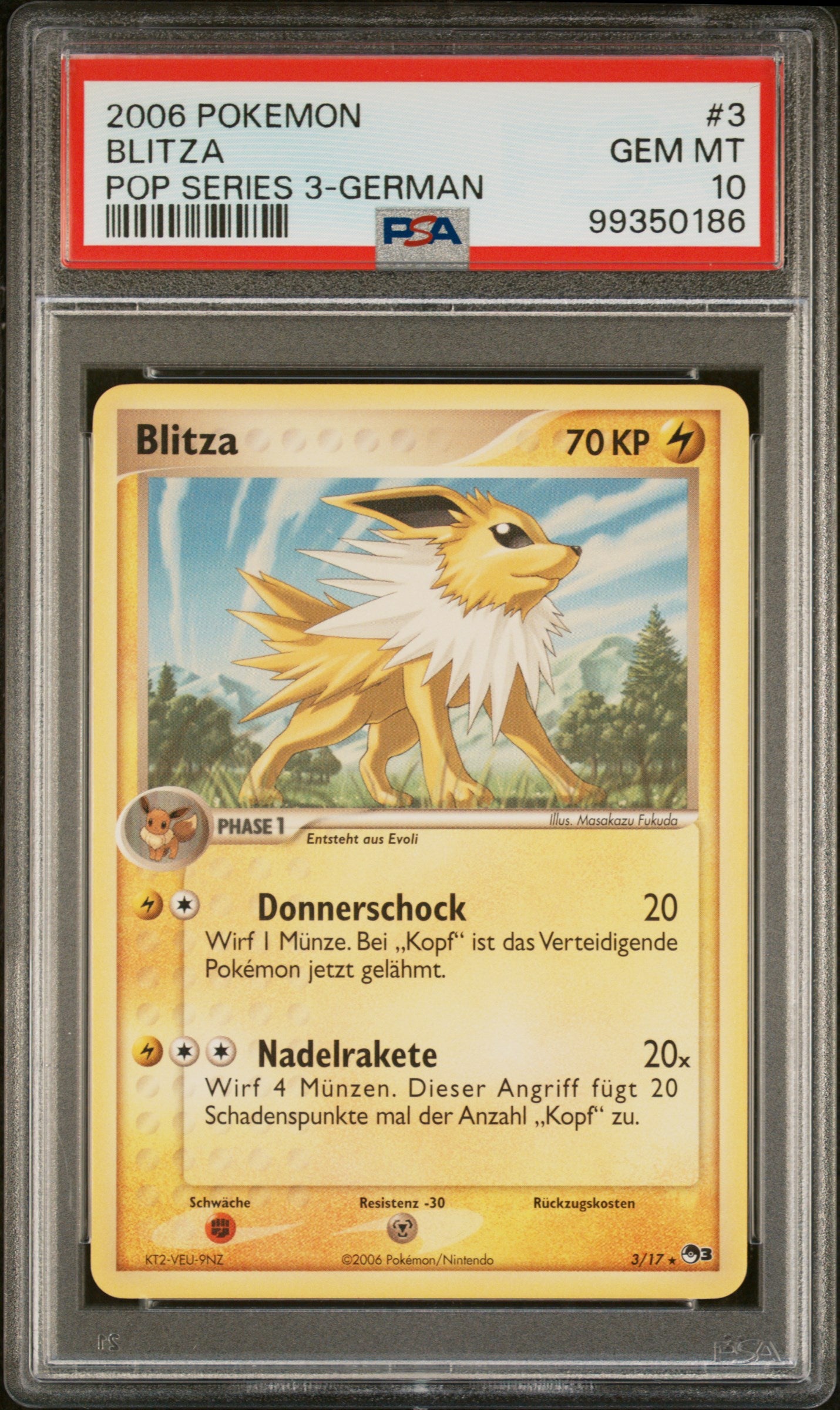 Pokemon Blitza POP Series 3 PSA 10 Deutsch