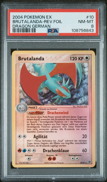 Pokemon Brutalanda EX Drache Reverse PSA 8 Deutsch