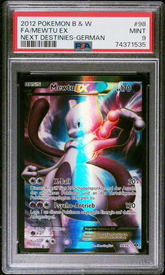 Pokemon FA/Mewtu EX B&W Next Destinies PSA 9 Deutsch