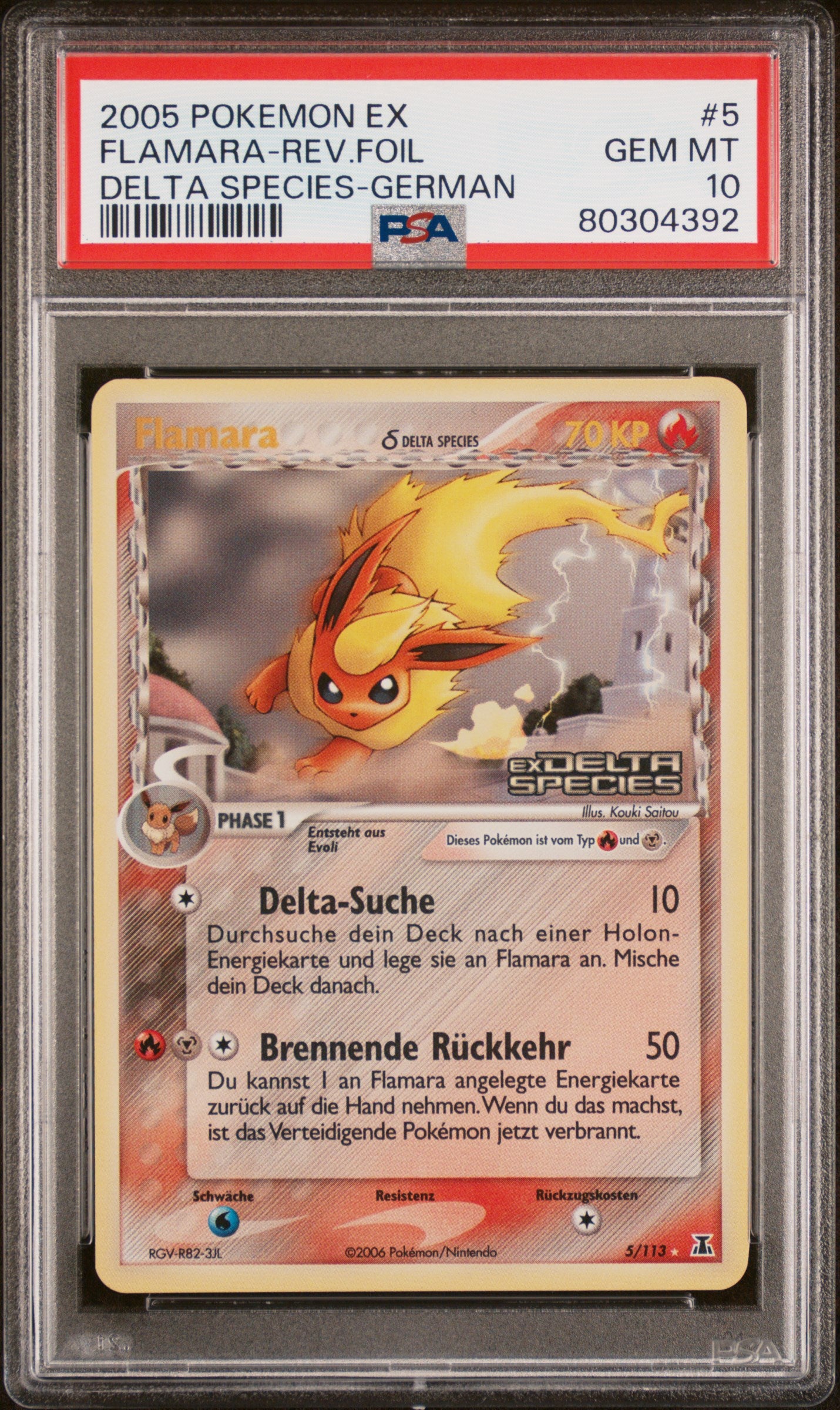 Pokemon Flamara EX Delta Species Reverse PSA 10 Deutsch