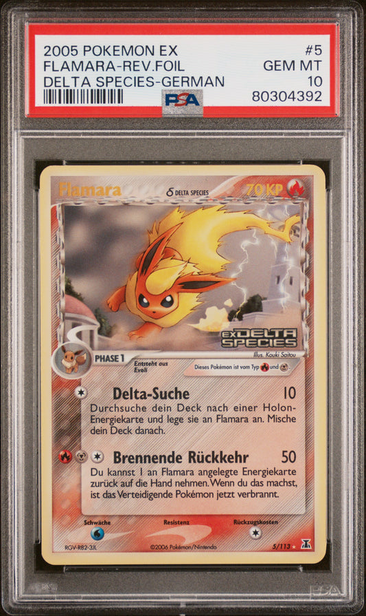 Pokemon Flamara EX Delta Species Reverse PSA 10 Deutsch