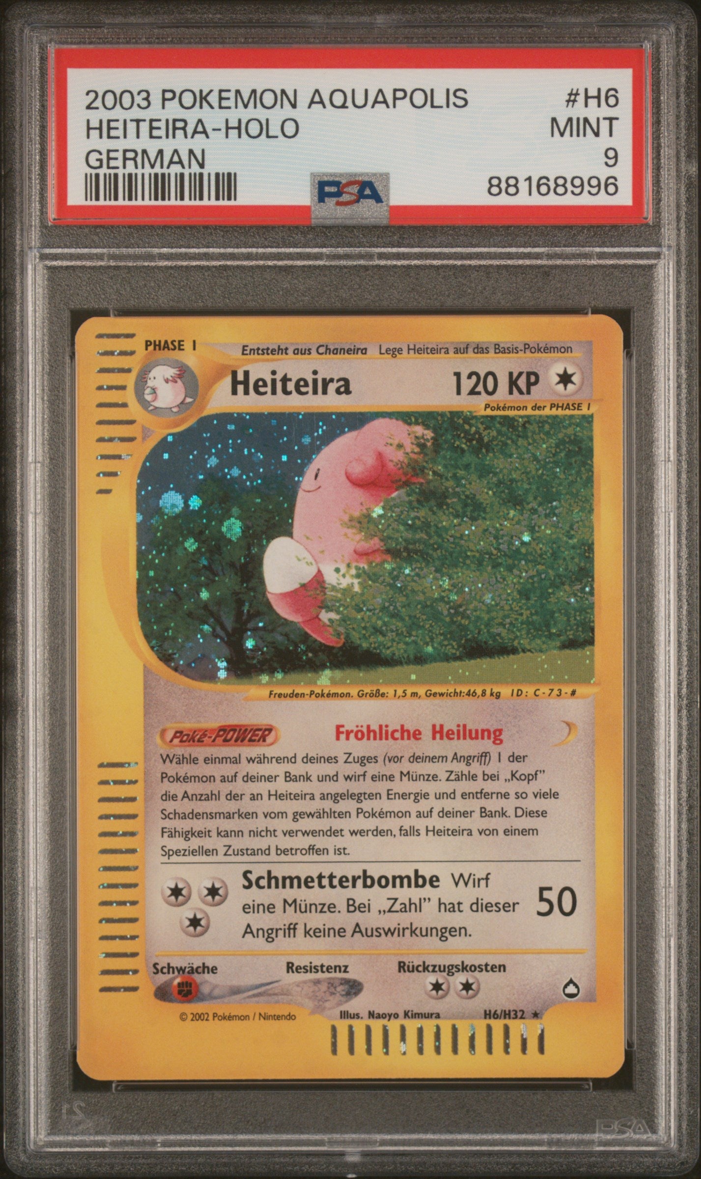 Pokemon Heiteira Aquapolis Holo PSA 9 Deutsch