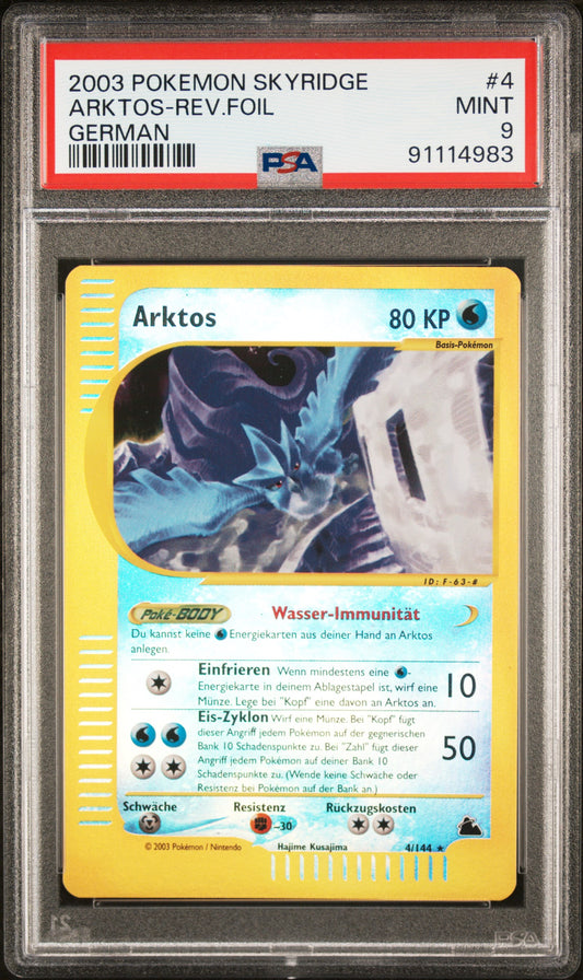 Pokemon Arktos Skyridge Reverse PSA 9 Deutsch