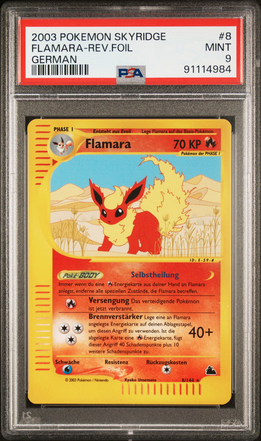 Pokemon Flamara Skyridge Reverse PSA 9 Deutsch