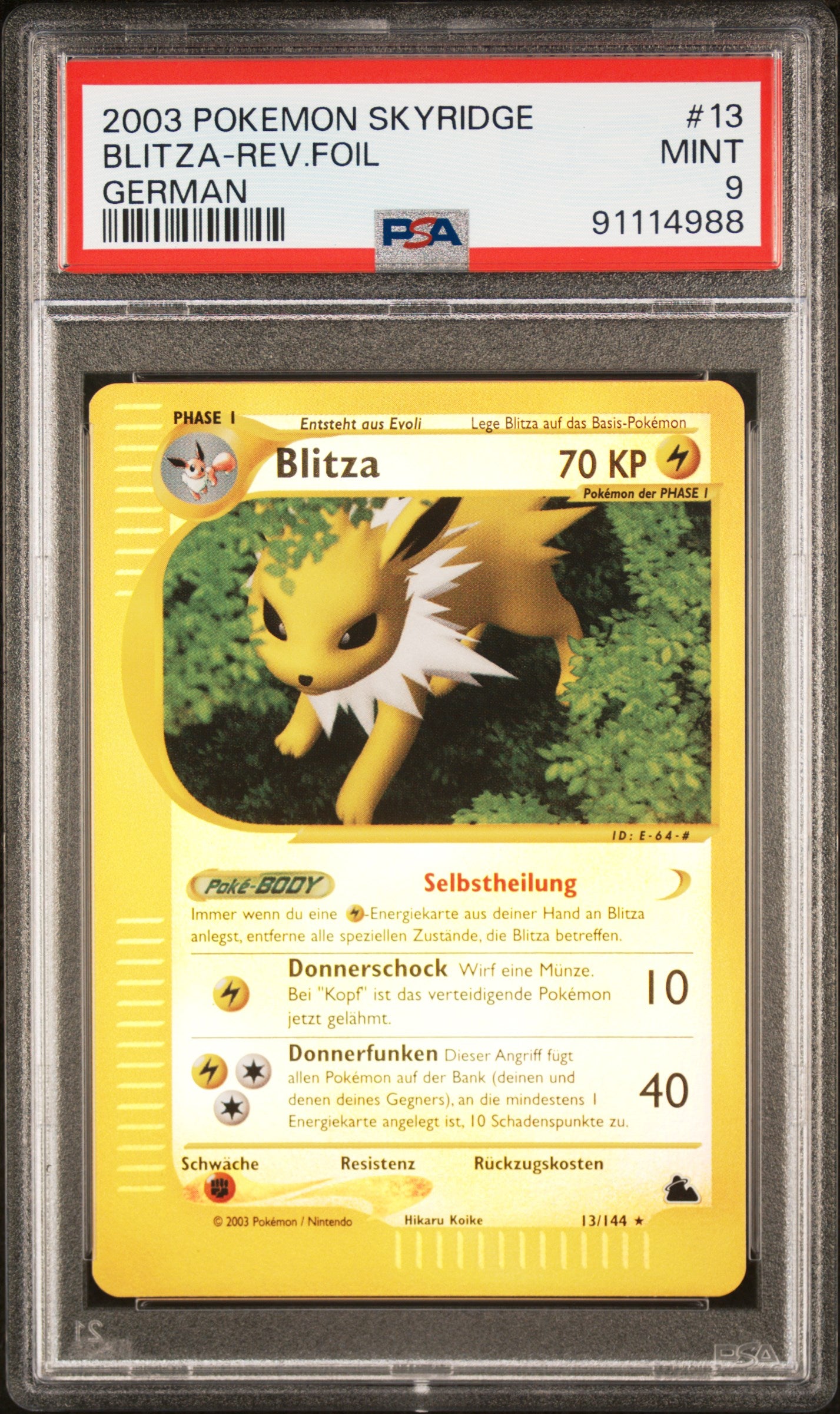 Pokemon Blitza Skyridge Reverse PSA 9 Deutsch