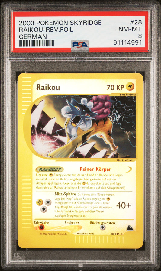 Pokemon Raikou Skyridge Reverse PSA 8 Deutsch