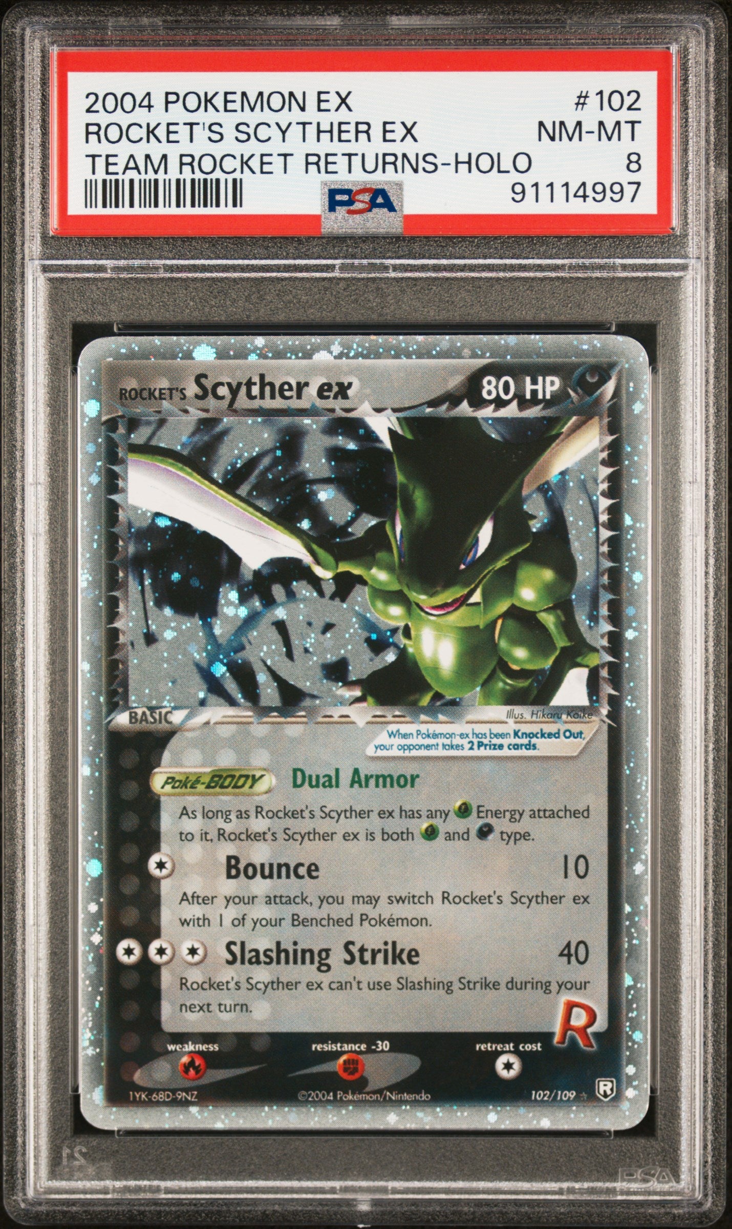 Pokemon Rocket´s Scyther EX Team Rocket Returns Holo PSA 8 Englisch
