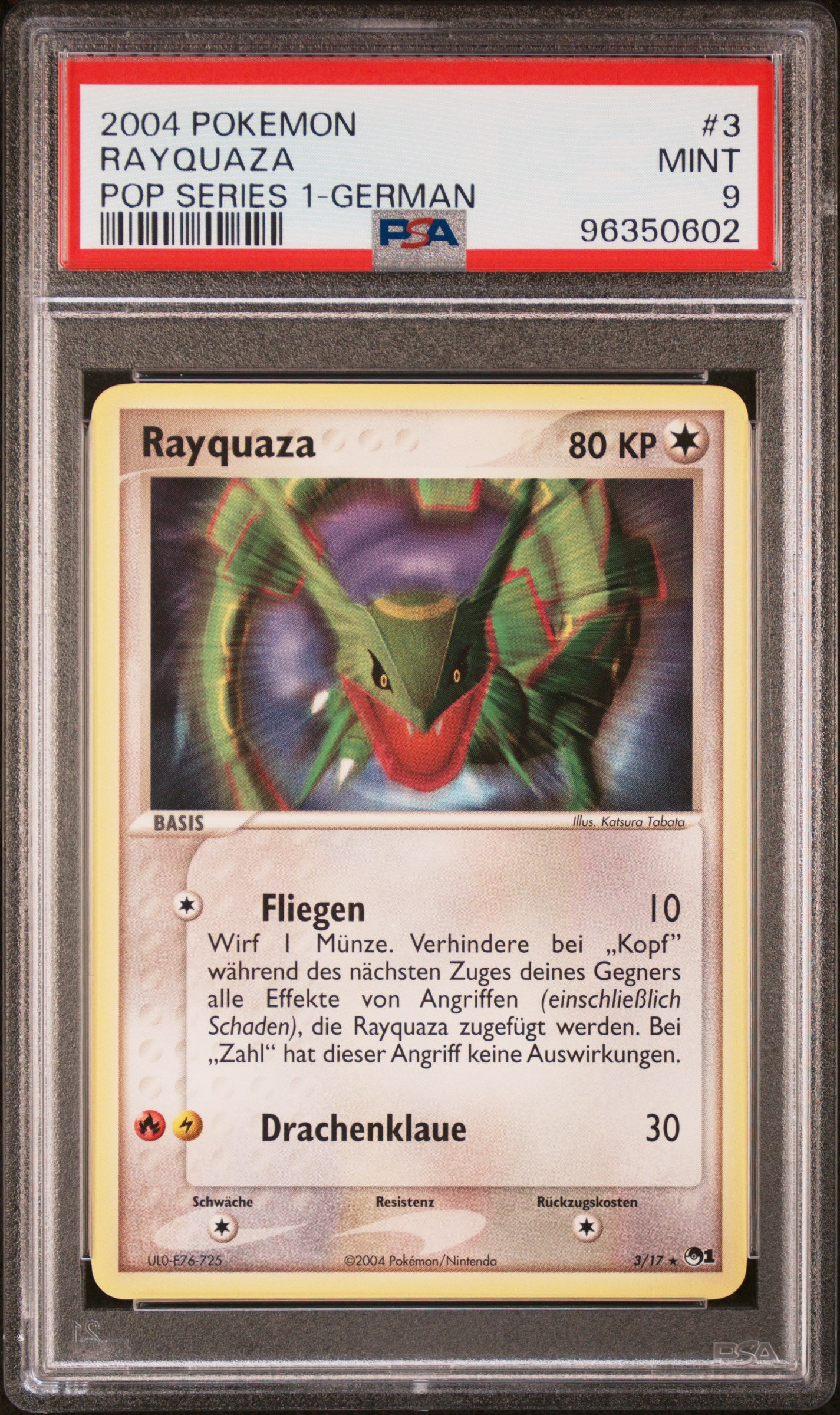 Pokemon Rayquaza POP Series 1 PSA 9 Deutsch