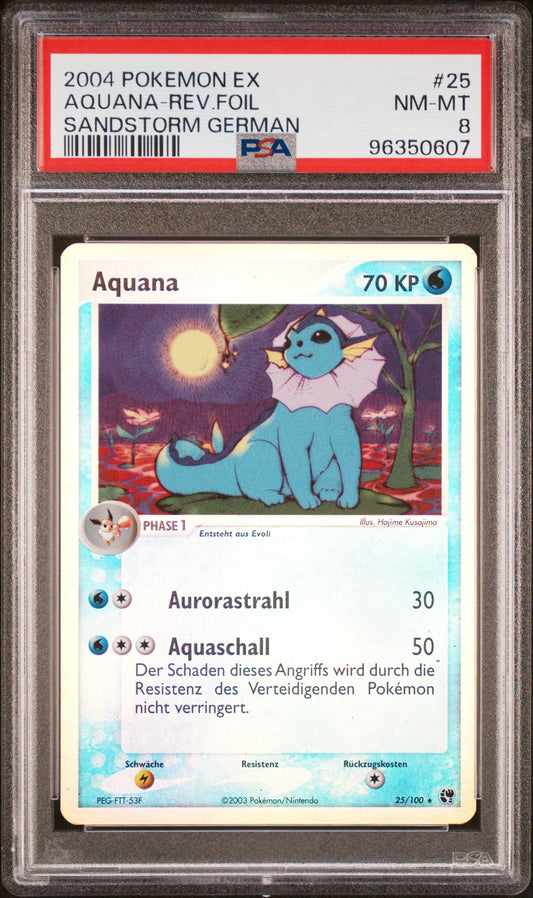 Pokemon Aquana EX Sandsturm Reverse PSA 8 Deutsch