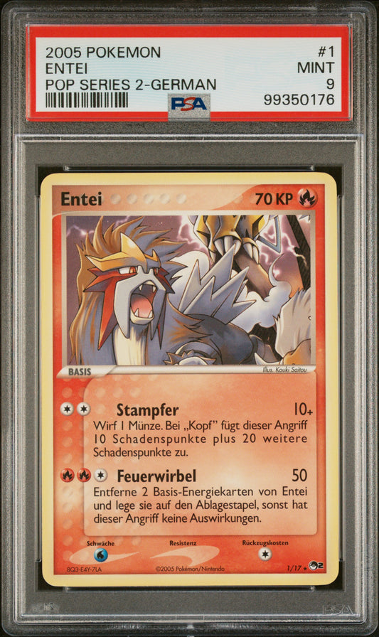 Pokemon Entei POP Series 2 PSA 9 Deutsch