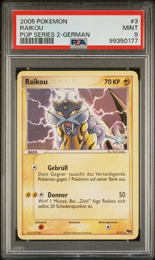 Pokemon Raikou POP Series 2 PSA 9 Deutsch